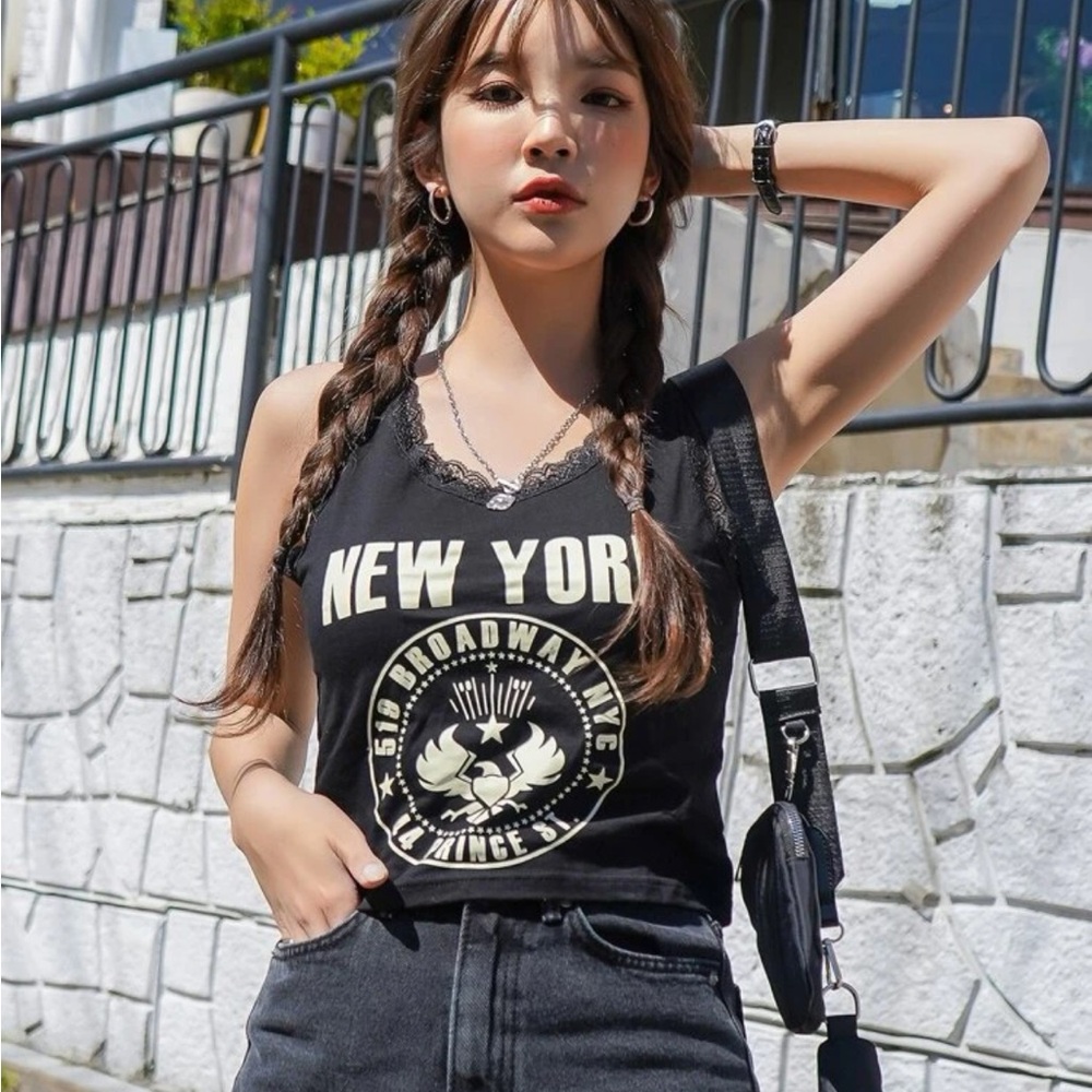 Black Goth Punk Lace Tank Top